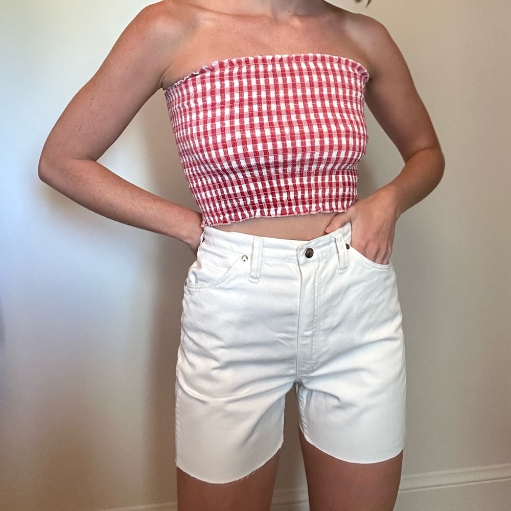 Vintage Wrangler White Denim Shorts High-waisted